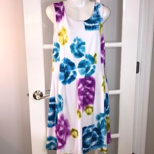 CALVIN KLEIN tie dye print flared dress size 14